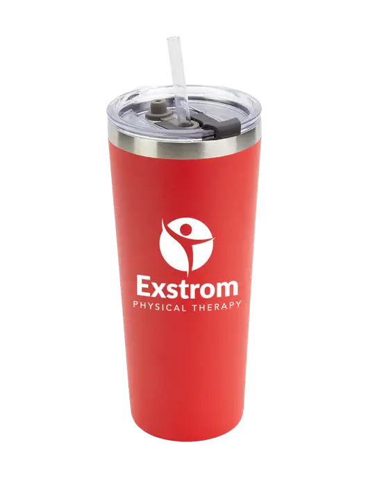 Brighton Red 20 oz Insulated Tumbler & Straw w/Exstrom Logo