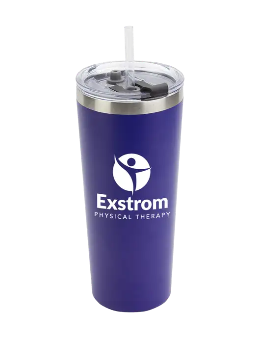 Brighton Blue 20 oz Insulated Tumbler & Straw w/Exstrom Logo