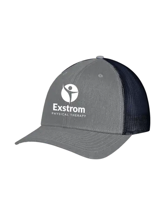 Richardson Adjustable Snapback Original 112 Trucker Cap Heather Grey w/Navy Mesh w/Exstrom Logo