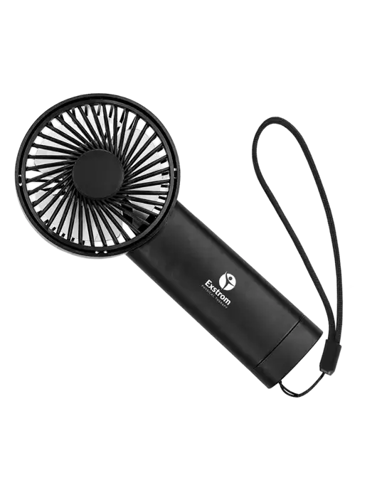 Airpulse 3-Speed Rechargeable Black Fan w/Exstrom Logo