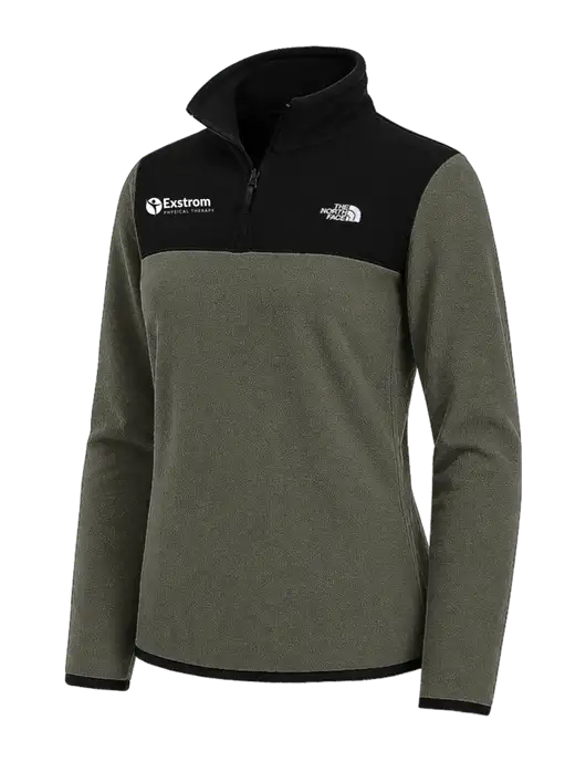 The North Face Womens Dark Olive/Black Glacier 1/4-Zip Fleece w/Exstrom Logo