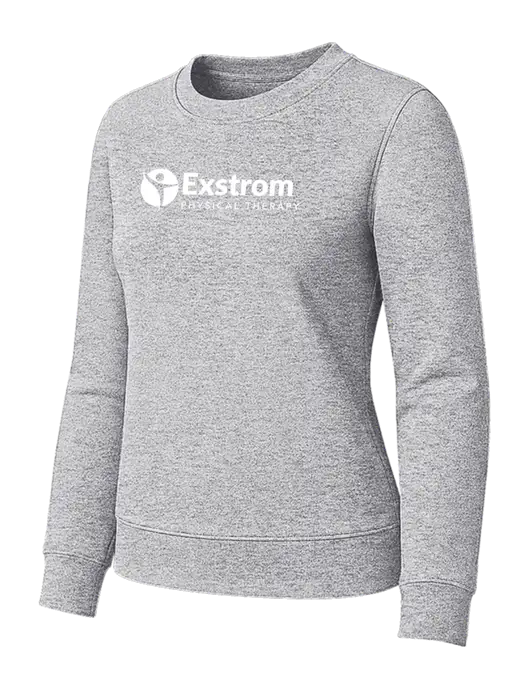 Womens Light Grey Heather Loft Crewneck Sweatshirt w/Exstrom Logo