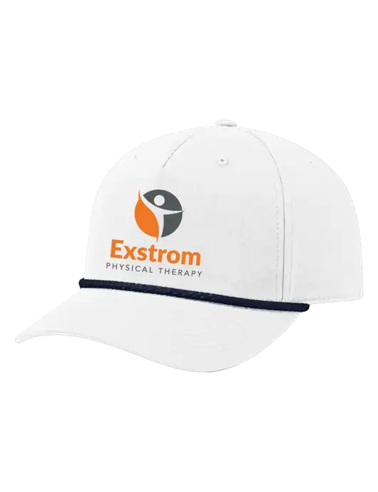 Richardson 5-Panel Classic White/Navy Rope Cap w/Exstrom Logo